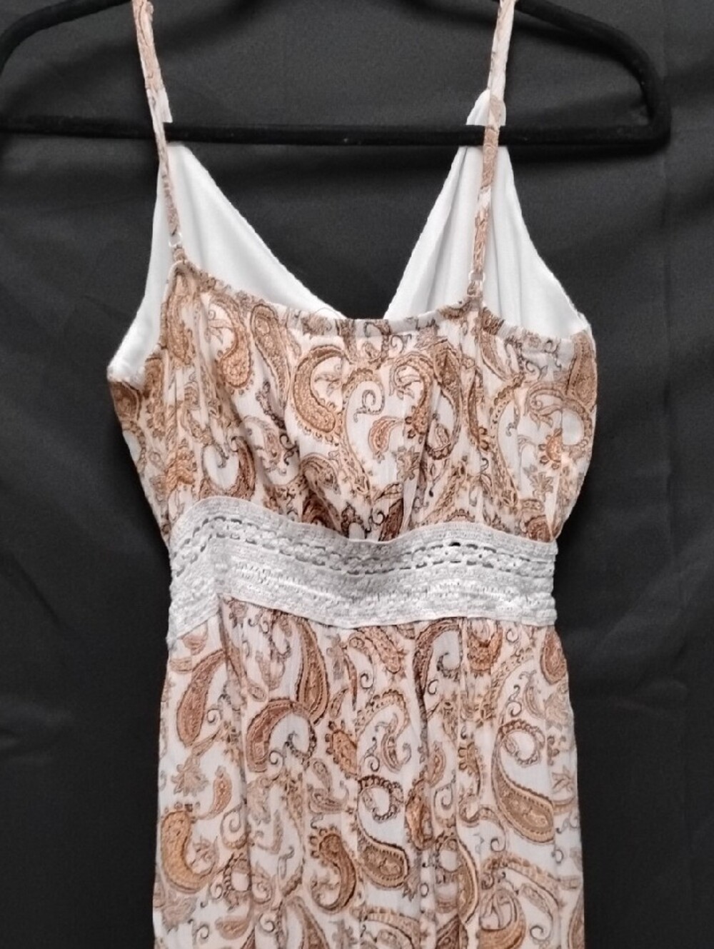 Justify Cream and Brown Paisley Spaghetti-Strap Mini Dress - Picture 7 of 8